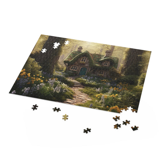 Country Cottage Green Thatched Roof Puzzle (120, 252, 500-Piece)