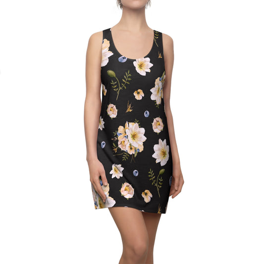 Women's Tropical Black Racerback Dress