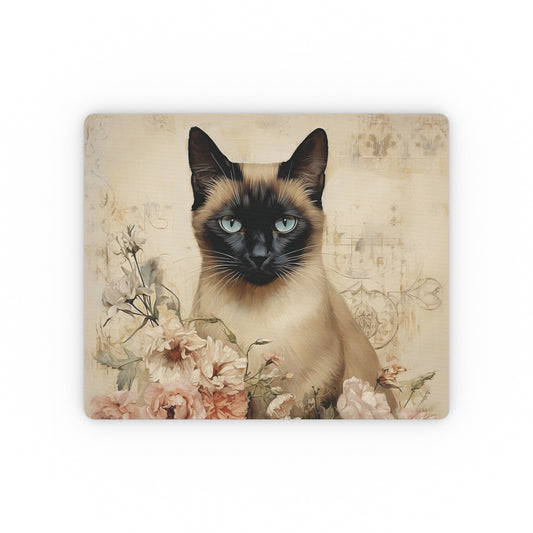 Elegant Siamese Cat Floral Mouse Pad Stylish Desk Accessory for Cat Lovers