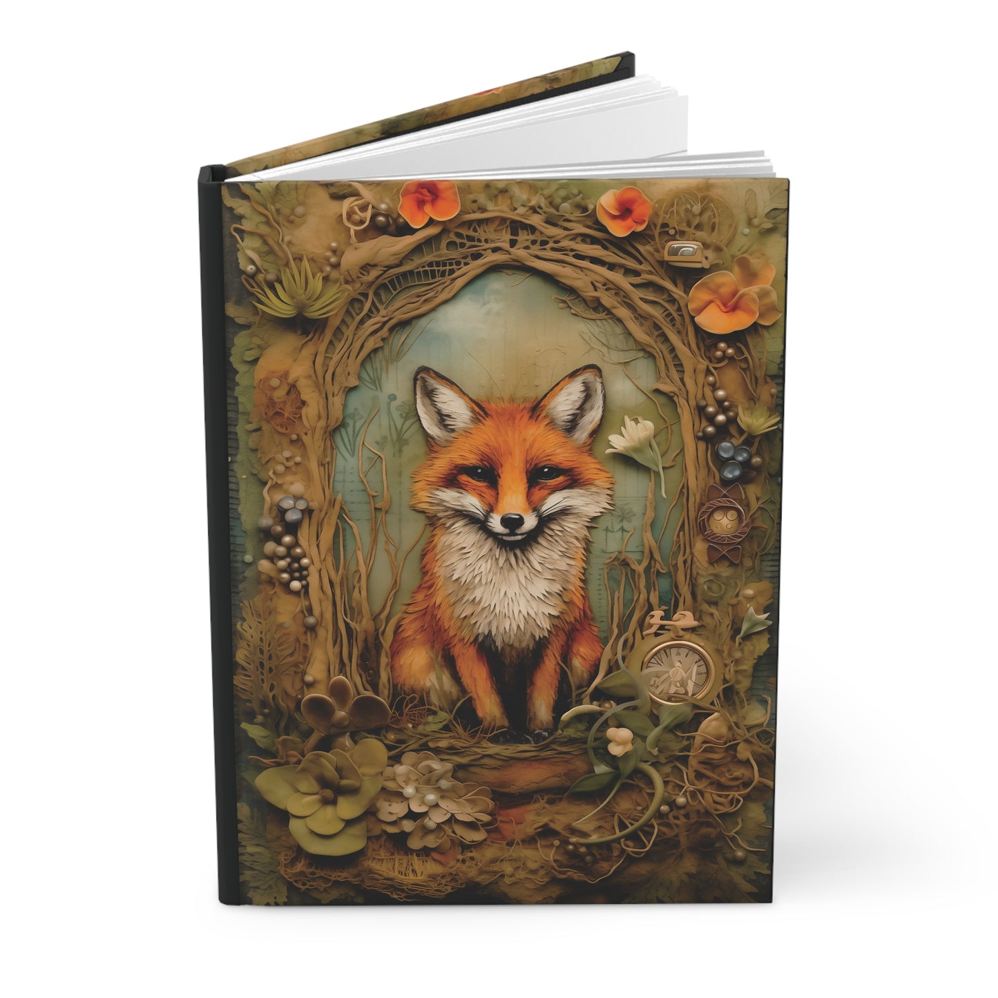 Hardcover Journal Matte Beautiful Fox Design Lined