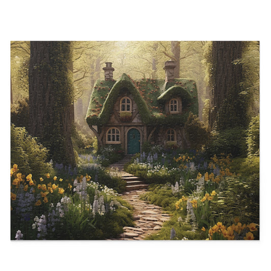 Country Cottage Green Thatched Roof Puzzle (120, 252, 500-Piece)