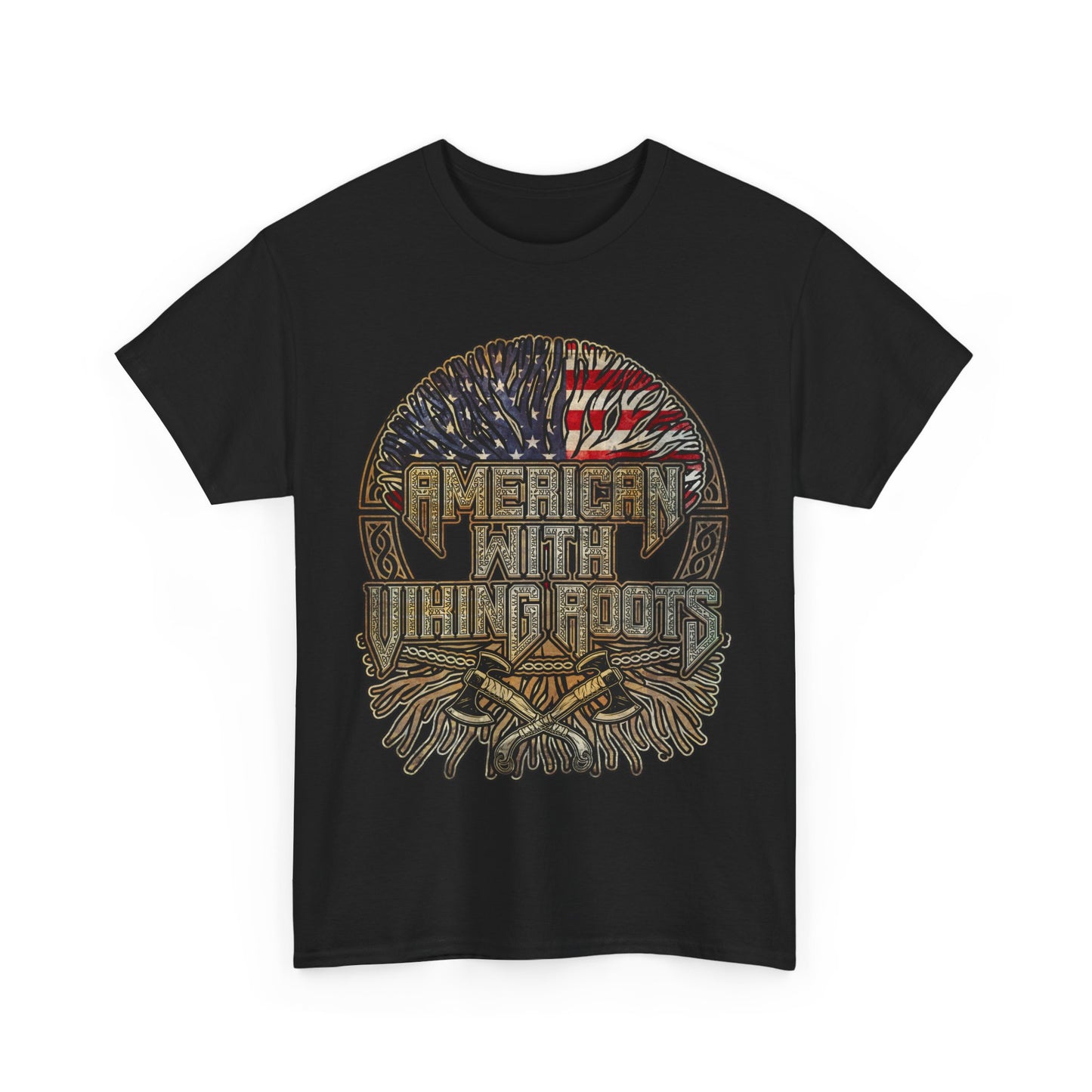 American Roots Viking  Heavy Cotton Tee - Patriotic Graphic T-Shirt