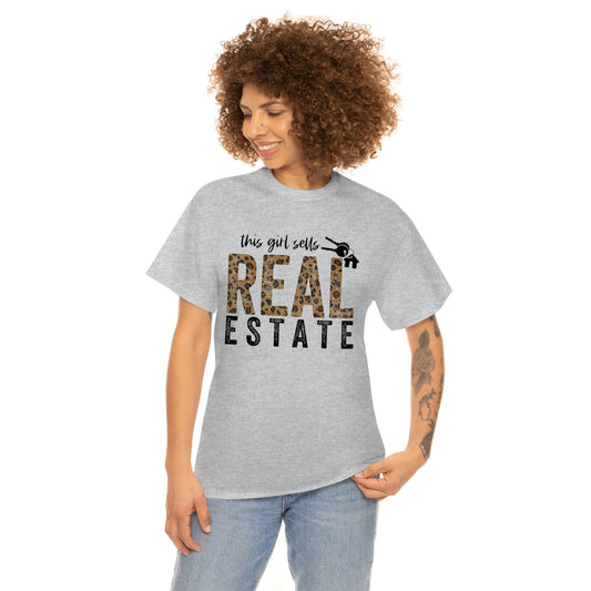 Women's Tee This Girl Sells Real Estate, Heavy Cotton Tee