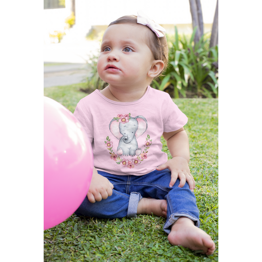 Toddler Tee Elephant with Flowers Toddler Tee