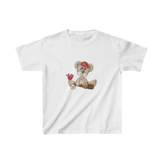 Toddler White Tee with Baseball Teddybear