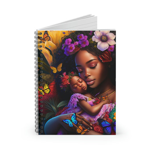 Spiral Notebook Black Girl Mom & Baby, Spiral Notebook