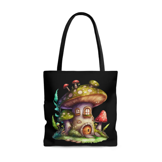 Tote Bag Mushroom Themed Black Tote Bag