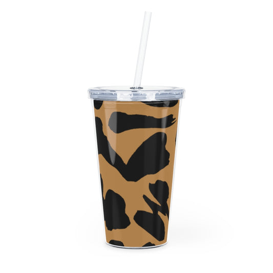 Plastic Tumbler Animal Print Plastic Tumbler with Straw